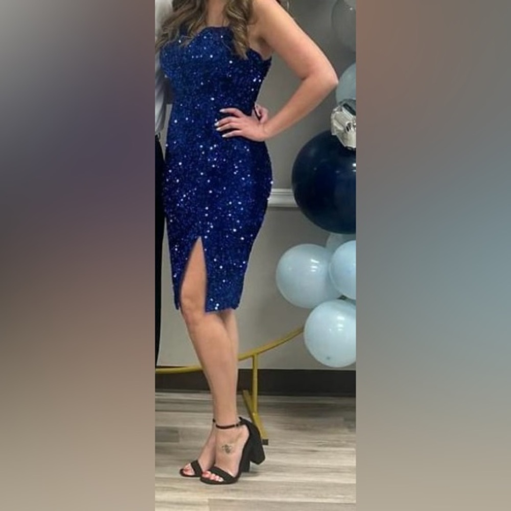 Blue Sequin Cocktail Dress